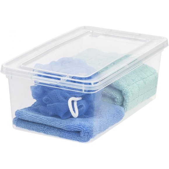 20 Clear Quart Plastic Storage Bin Tote Organizing Container with Latching Lid - Picture 7 of 8
